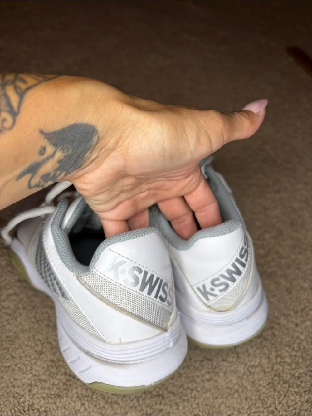 K-Swiss White and Light Gray Men’s Sneakers